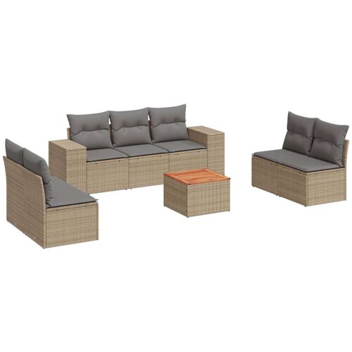 vidaXL 8-dijelni set vrtnih sofa od poliratana s jastucima bež Cijene