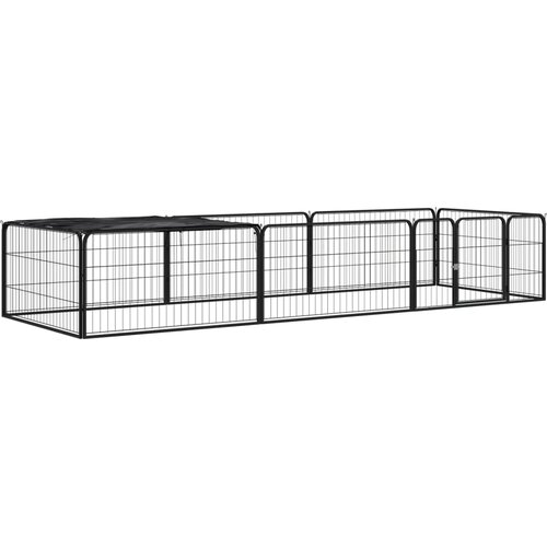 Ograda za pse s 8 panela crna 100 x 50 cm čelik obložen prahom Cene
