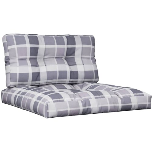  Jastuci za palete 2 kom sivi karirani od tkanine &amp;Scaron;arena 80 x 80 x 12 cm Slike
