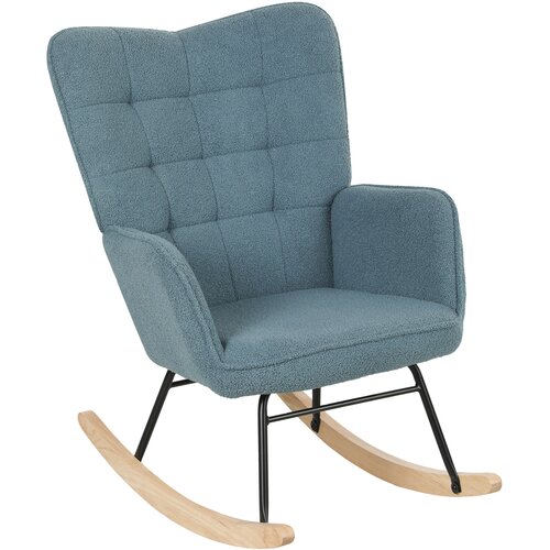HOMCOM zibajoči stol berber vlakna (100% poliester), bukov les, jeklo, pena 98G x 71&Scaron; x 101V cm Svetlo modra, (5000242860) Cene