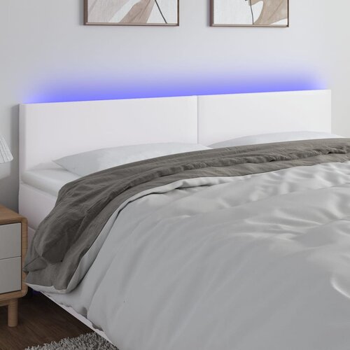  LED uzglavlje bijelo 160 x 5 x 78/88 cm od umjetne kože Cijene