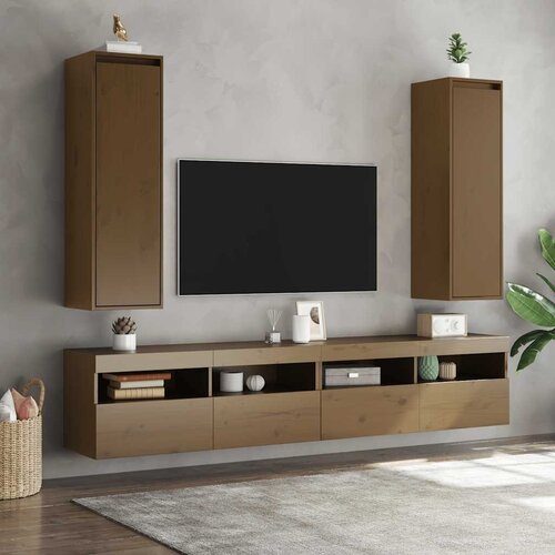  Zidni ormarići 2 kom boja meda 30x30x100 cm od masivne borovine Slike