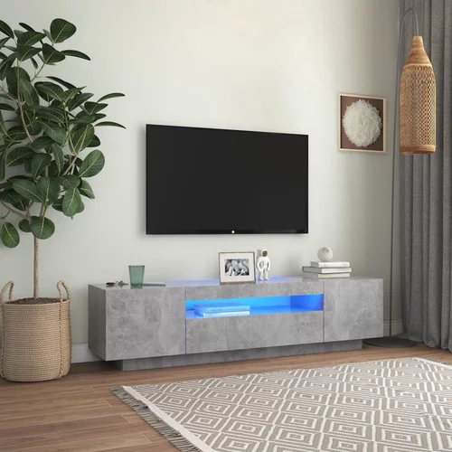TV ormarić s LED svjetlima siva boja betona 160 x 35 x 40 cm