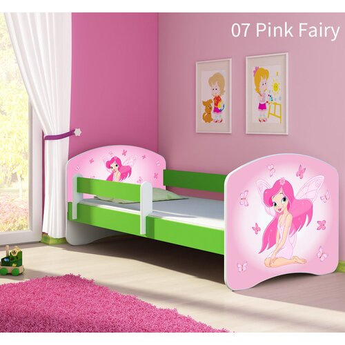  Dječji krevet ACMA s motivom, bočna zelena 160x80 cm 07 Pink Fairy Cene