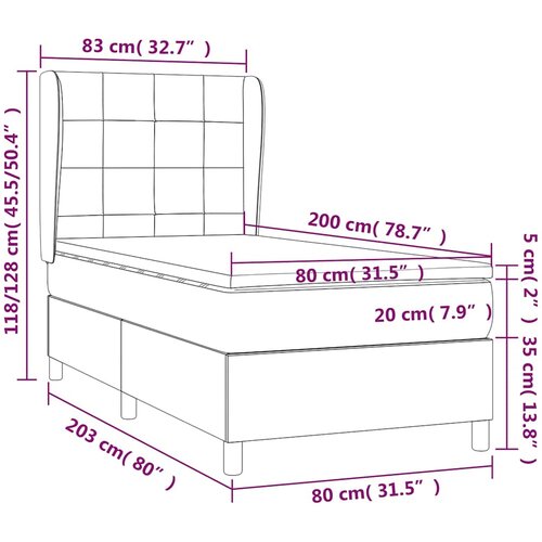 Box spring krevet s madracem svjetlosivi 80 x 200 cm bar&amp;scaron;unasti Slike