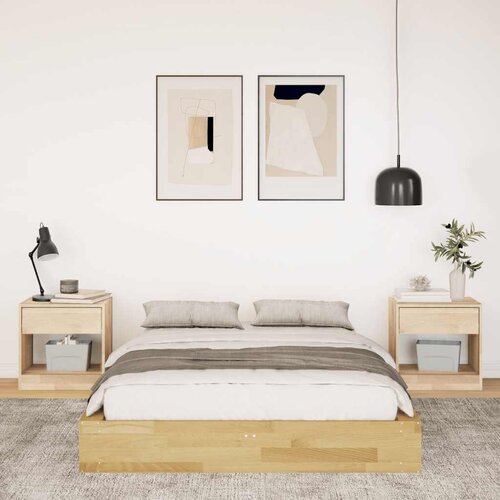  Okvir kreveta bez madraca 120x200 cm puno drvo hrast Slike