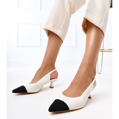 D/CEO White fabric low heel pumps Cassie Cene