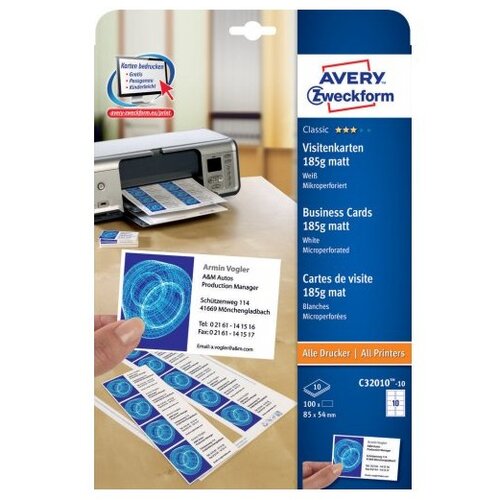 Avery Zweckform Vizitke 85 x 54 mm, 185 g/m² Cene