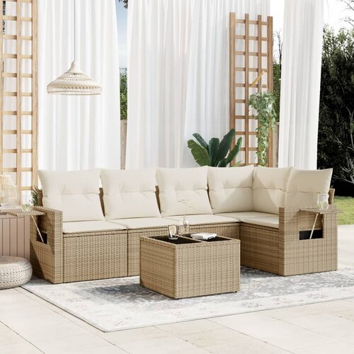 VidaXL 6-dijelni set vrtnih sofa s jastucima bež od poliratana Slike