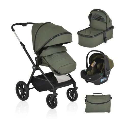 Cangaroo Kolica Joker Olive Green 3u1 sa auto sedi&amp;scaron;tem i-Size Slike