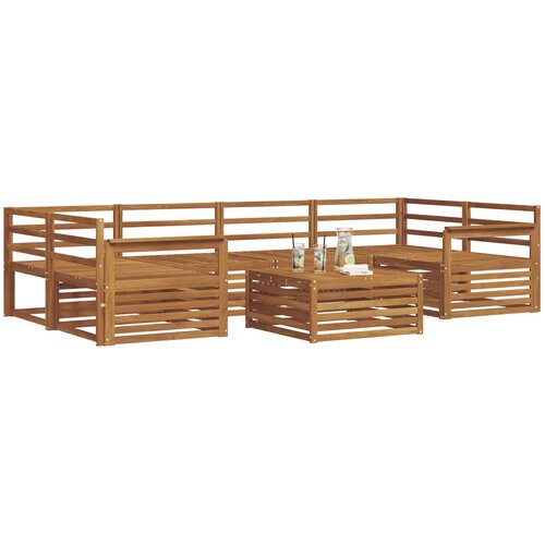  Set vanjskih sofa 7 kom. Prirodna Čvrsto drvo akacije Slike