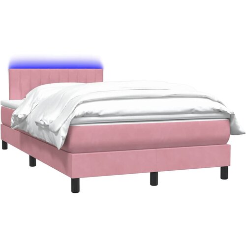 Box Spring krevet s madracem i LED ružičasti 120x220 cm samt Slike