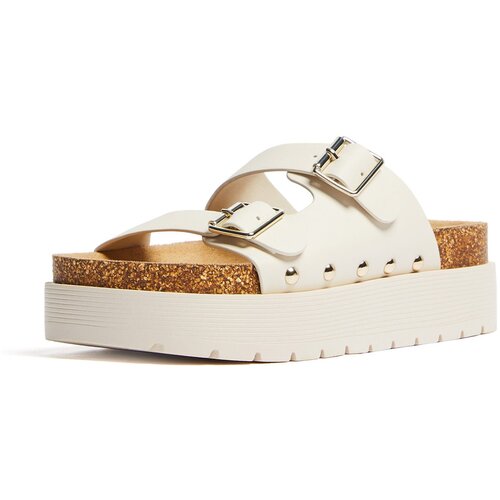 Bershka Nizki natikači ecru / zlata Slike