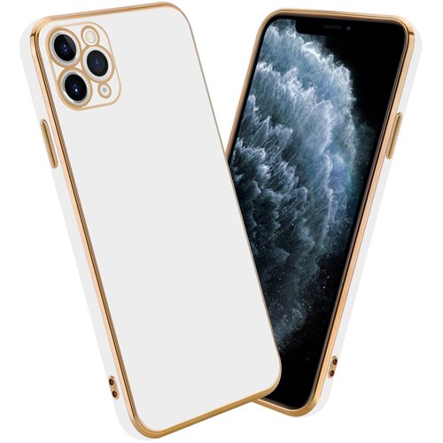 Cadorabo Ohišje, združljiv z Apple v sijajnem belem - zlati - zaščitni pokrov iz fleksibilnega silikona TPU in z zaščito pred kamero, (20593377) Cene