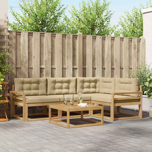  Set vanjskih sofa 5 kom. Bijela i bež Poliester Slike