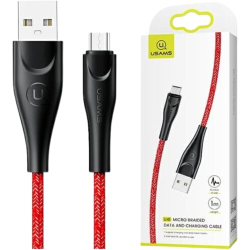 Usams BRIDED MICROUSB KABEL 1M 2A RDEČ ZA HITRO POLNJENJE TELEFONOV, (21980351) Cene