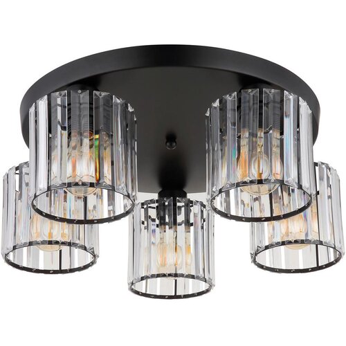 Globo 15742-5D - Plafonski luster JORDANA 5xE27/60W/230V prečnik 46,5 cm crna Slike