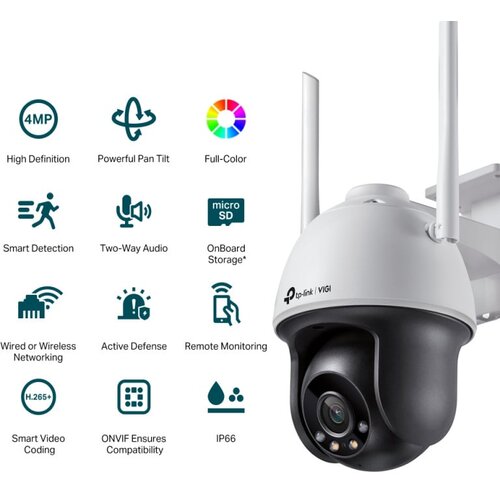 Tp-link VIGI C540-W-4 Full color kamera 2K 4MP, Pan/Tilt, H.265+, 4mm leća, RJ45, Night Vision, microSD, dvosmjerni audio, detekcija pokreta, vodootporna IP66, VIGI app Cijene