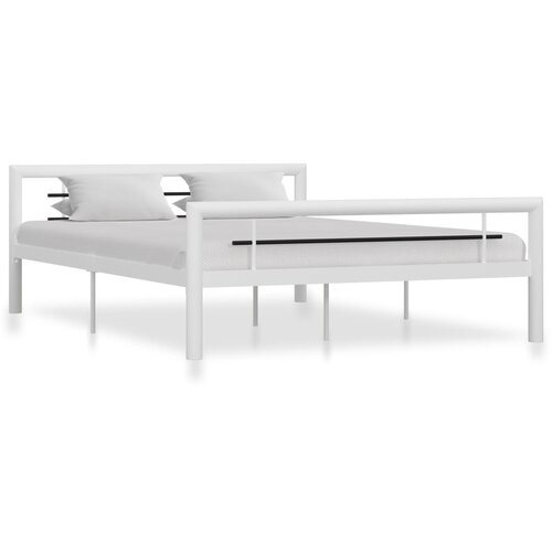  Okvir za krevet bijelo-crni metalni 120 x 200 cm Slike