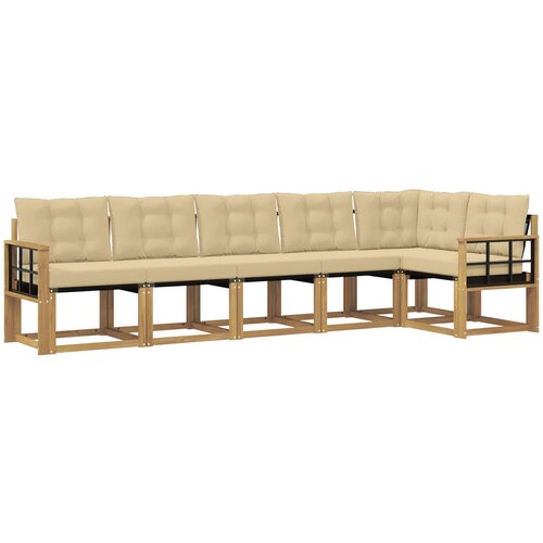  Set vanjskih sofa 6 kom. Bijela i bež Smeđa 306 x 128,5 x 73 cm Slike
