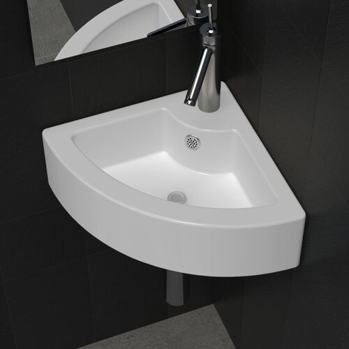 vidaXL Umivalnik z odprtino za odtekanje 45x32x12,5 cm bel Cene
