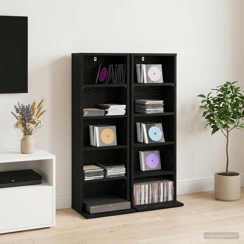 Cd ormar 2 kom. Crni hrast 33 x 23,5 x 97,5 cm Cene