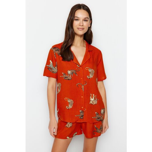 Trendyol Pajama Set - Orange - Animal print Slike