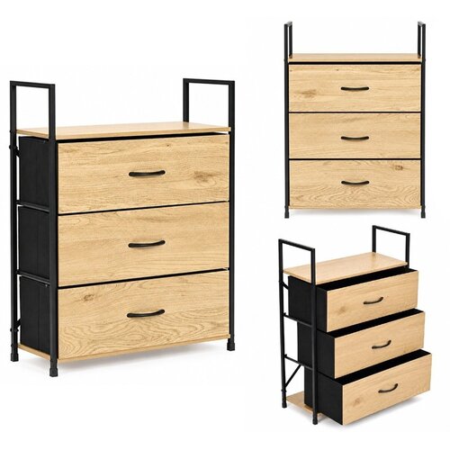 ModernHome LOFT komoda s 3 tekstilnimi predali 59 &amp;times; 24 &amp;times; 81 cm Slike