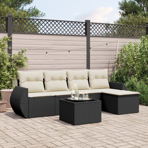 vidaXL 6-dijelni set vrtnih sofa s jastucima crni od poliratana Cijene