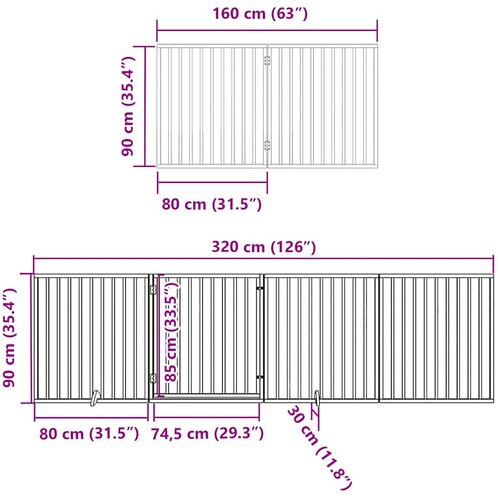  Vrata za pse s vrata&amp;scaron;cima 10 panela sklopiva 800 cm drvo topole Smeđa 80 x 90 x 2 cm Slike