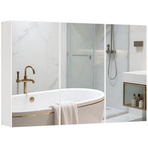 HOMCOM Ogledalna omara iverna plo&scaron;ča, steklo 90D x 15,5&Scaron; x 60V cm Bela, (5000279385) Cene