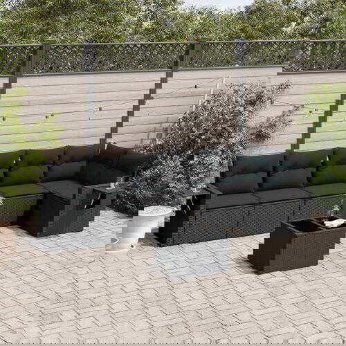 vidaXL 7-dijelni set vrtnih sofa od poliratana s jastucima crni Cijene