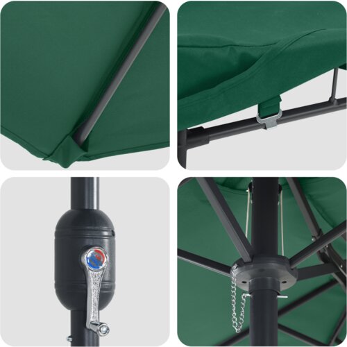  Vrtni suncobran Zelena 385 x 209 x 244 cm tkanina Slike