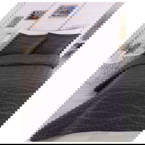 Eponj Home tamno sivi lagani pro&amp;scaron;iveni prekrivač za bračni krevet s jastučnicama Verda Gray, 200 x 220 cm Slike