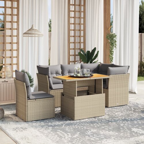 vidaXL 5-dijelni vrtni set sofa s jastucima bež od poliratana Cijene