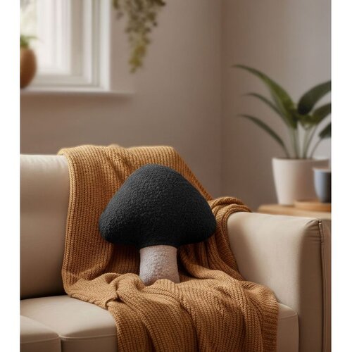 WALLXPERT Dekorativni jastuk Gljiva, 38x35 cm, Crni Cijene