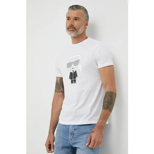 Karl Lagerfeld Bombažen t-shirt bela barva