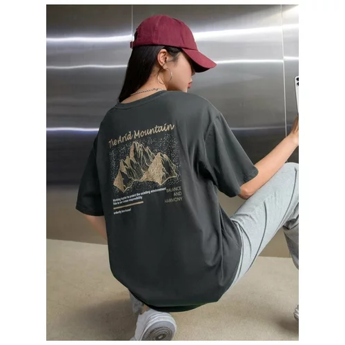 K&H TWENTY-ONE Women's Smoked Arid Mountain Printed Oversized T-shirt.