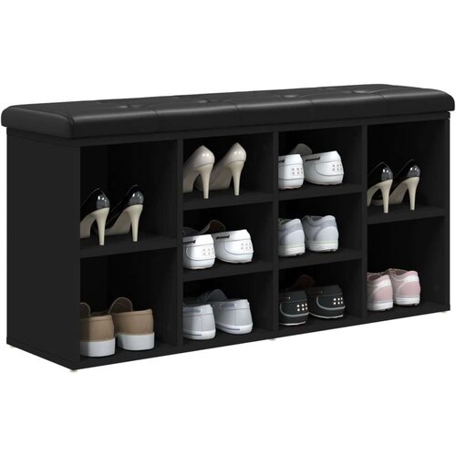  Klupa za cipele crna 102 x 32 x 50 cm od konstruiranog drva Slike