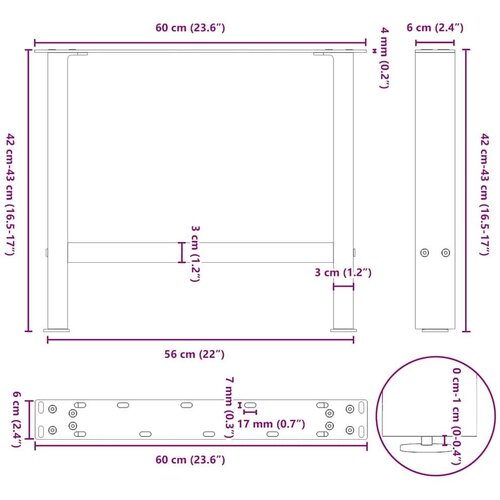  Noge za klub stolić prirodni čelik 2 kom 60 x (42-43) cm čelik - Prirodna 60 x (42-43) cm 2 1 Slike