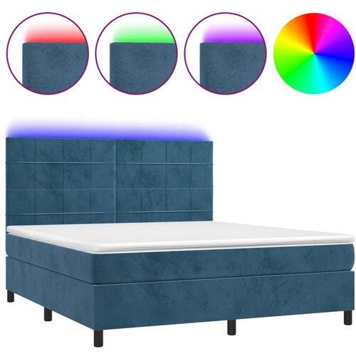 Maison Chic Box spring postelja - Vzmetna postelja z vzmetnico LED temno modra 180x200cm žamet SL15846, (21896048) Cene