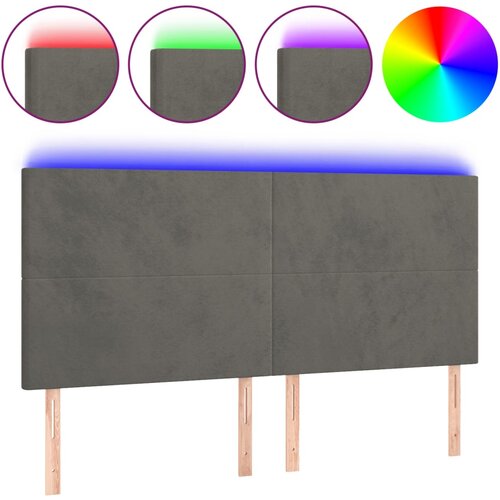 Maison Chic led posteljno vzglavje - vzglavna omarica - nočna omarica temno sivo 200x5x118/128 cm žamet, (21711221) Cene