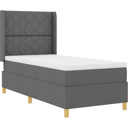  Krevet s opruga kutije s LED trakama Siva 90 x 190 cm tkanina Slike