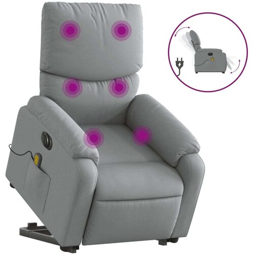vidaXL Električni masažni naslonjač na podizanje tkanina svjetlosivi Cijene