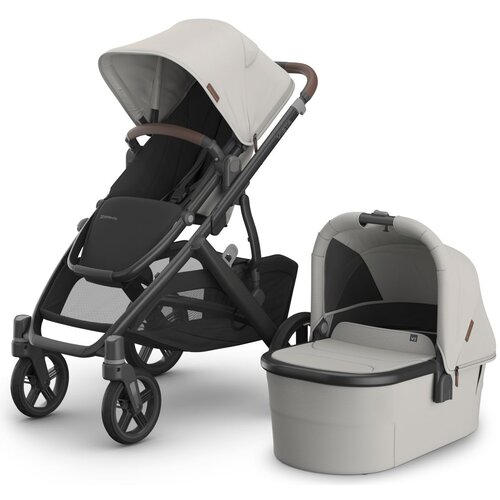 Uppababy Voziček 2v1 Savannah, carbon VISTA V3 pearl gray jacquard Slike