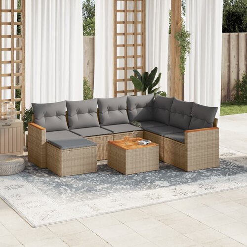 vidaXL 8-dijelni set vrtnih sofa od poliratana s jastucima bež Cijene
