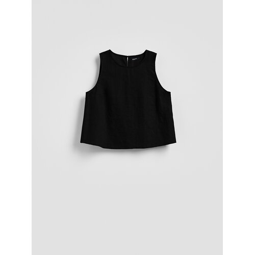 Reserved Lanena bluza - crno Cene