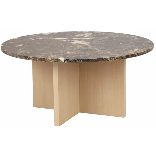 Rowico Smeđi mramorni okrugli stolić za kavu 90x90 cm Brooksville -