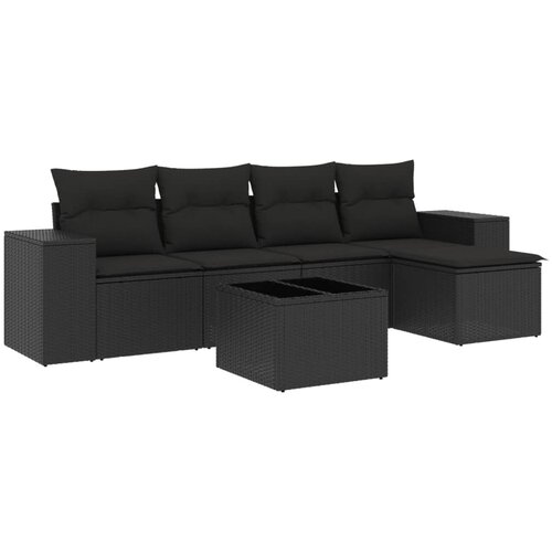 Maison Chic Seti vrtnega pohištva - Vrtna garnitura - Vrtni pohištvo set 6-delna z blazinami črna poli ratan, (21808307) Cene