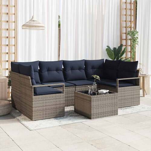  Set sofe 7 pcs Siva i plava poliratan Cene